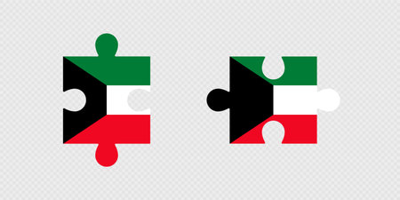 Puzzle Pieces with Kuwait Flag.のイラスト素材