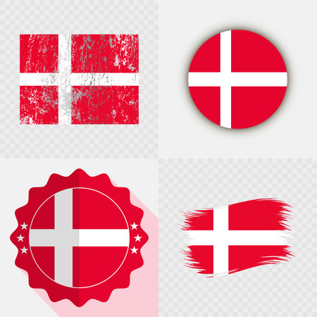 Denmark National Flag Icon Collection.のイラスト素材