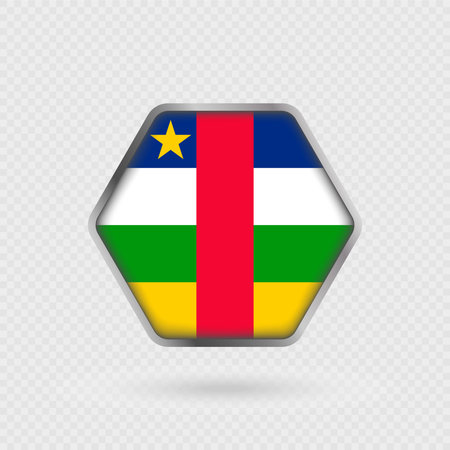 Central African Republic flag in a hexagon frame.のイラスト素材
