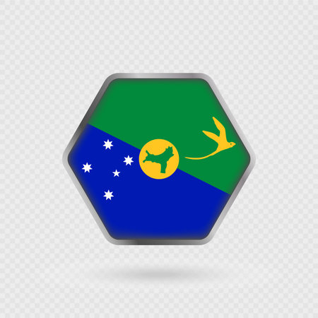 Christmas Island flag in a hexagon frame.のイラスト素材