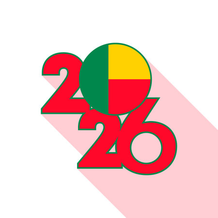 2026 Long Shadow Banner with Benin Flag Inside.のイラスト素材