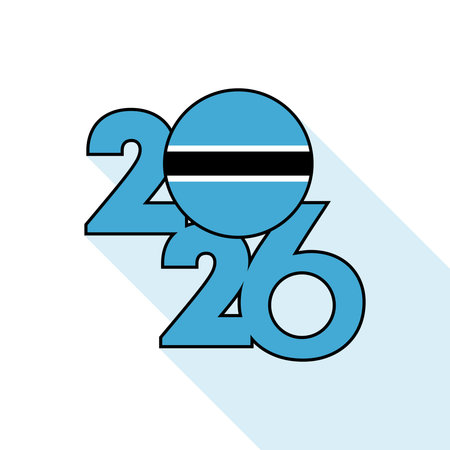 2026 Long Shadow Banner with Botswana Flag Inside.のイラスト素材