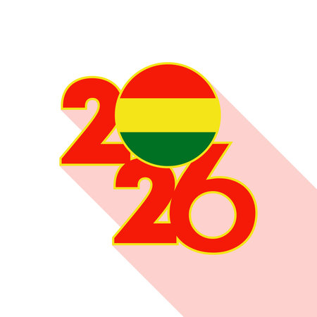 2026 Long Shadow Banner with Bolivia Flag Inside.のイラスト素材