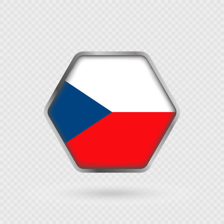 Czech Republic flag in a hexagon frame.のイラスト素材