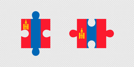 Puzzle Pieces with Mongolia Flag.のイラスト素材
