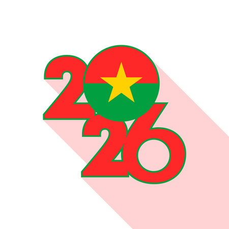 2026 Long Shadow Banner with Burkina Faso Flag Inside.のイラスト素材