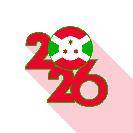 2026 Long Shadow Banner with Burundi Flag Inside.のイラスト素材