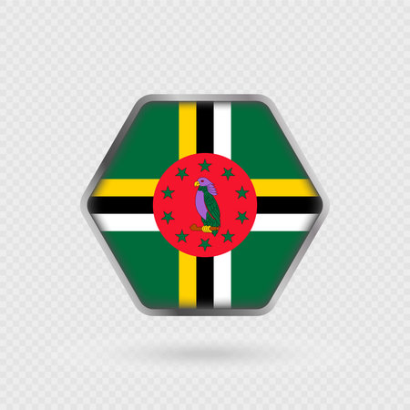 Dominica flag in a hexagon frame.のイラスト素材