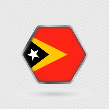 East Timor flag in a hexagon frame.のイラスト素材