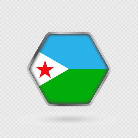 Djibouti flag in a hexagon frame.のイラスト素材