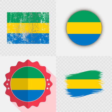 Gabon National Flag Icon Collection.のイラスト素材