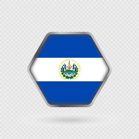 El Salvador flag in a hexagon frame.のイラスト素材