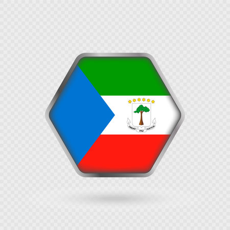 Equatorial Guinea flag in a hexagon frame.のイラスト素材