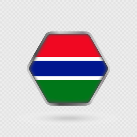 Gambia flag in a hexagon frame.のイラスト素材