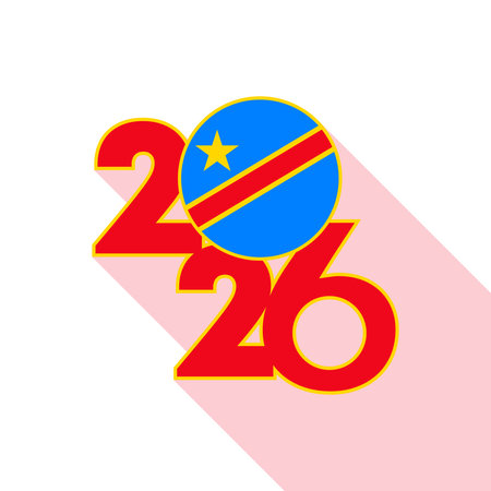 2026 Long Shadow Banner with Democratic Republic of the Congo Flag Inside.のイラスト素材