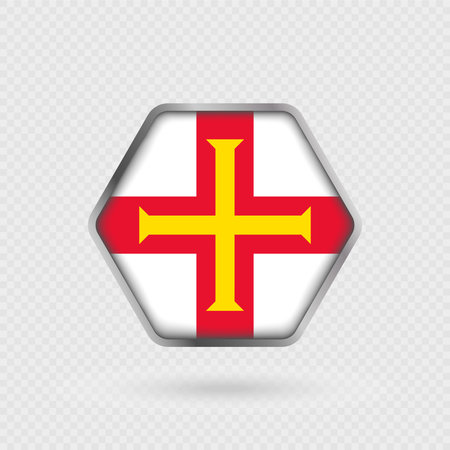 Guernsey flag in a hexagon frame.のイラスト素材