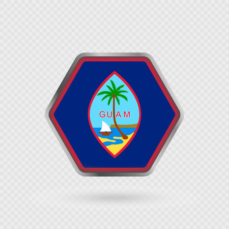 Guam flag in a hexagon frame.のイラスト素材