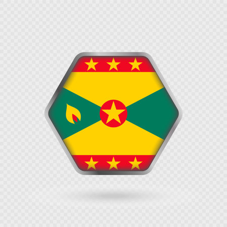 Grenada flag in a hexagon frame.のイラスト素材