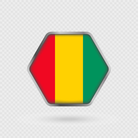 Guinea flag in a hexagon frame.のイラスト素材
