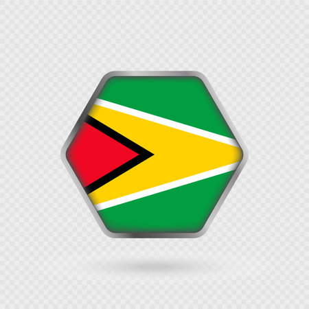 Guyana flag in a hexagon frame.のイラスト素材