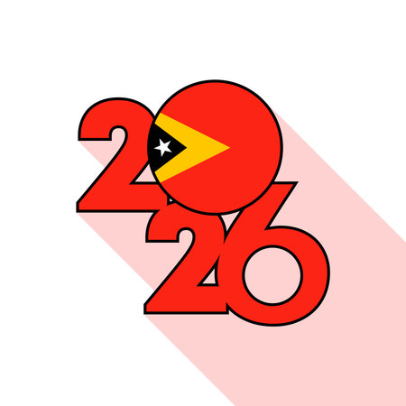 2026 Long Shadow Banner with East Timor Flag Inside.のイラスト素材