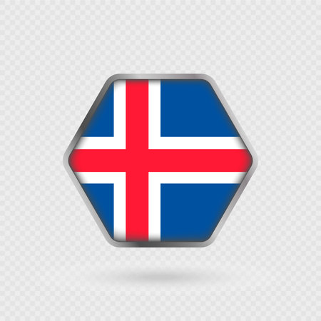 Iceland flag in a hexagon frame.のイラスト素材