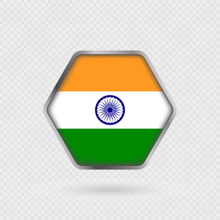 India flag in a hexagon frame.のイラスト素材