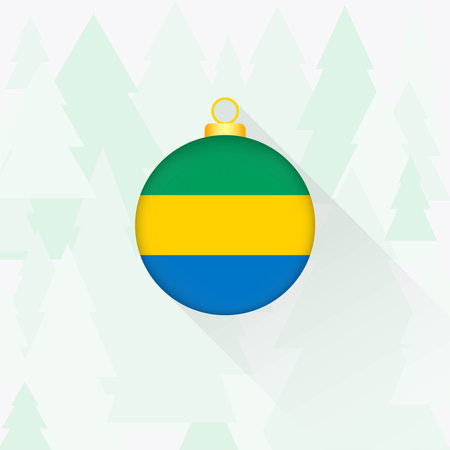 Gabon National Flag Christmas Decoration.のイラスト素材