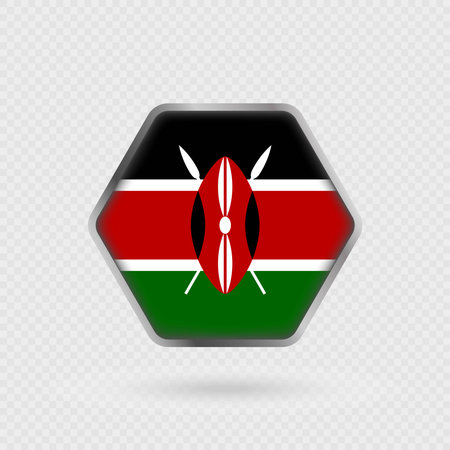 Kenya flag in a hexagon frame.のイラスト素材