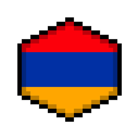 Armenia Pixel Art Flag Icon in Hexagon Shape.のイラスト素材