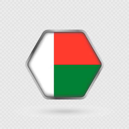 Madagascar flag in a hexagon frame.のイラスト素材