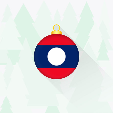 Laos National Flag Christmas Decoration.のイラスト素材