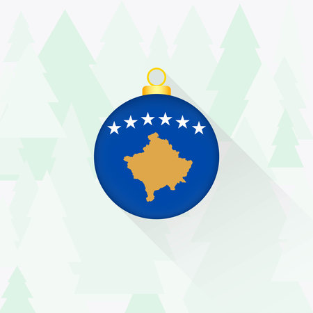Kosovo National Flag Christmas Decoration.のイラスト素材