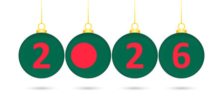 Bangladesh Flag Christmas Balls 2026 Decoration.のイラスト素材