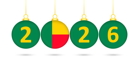 Benin Flag Christmas Balls 2026 Decoration.のイラスト素材