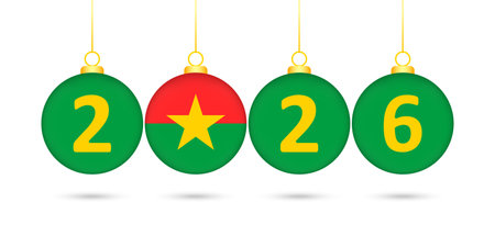 Burkina Faso Flag Christmas Balls 2026 Decoration.のイラスト素材