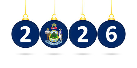 Maine State Flag Christmas Balls 2026 Decoration.