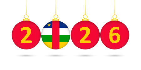 Central African Republic Flag Christmas Balls 2026 Decoration.のイラスト素材