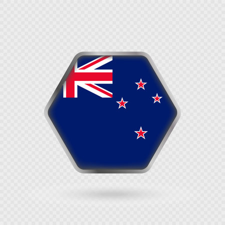 New Zealand flag in a hexagon frame.のイラスト素材