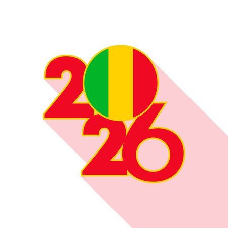 2026 Long Shadow Banner with Mali Flag Inside.のイラスト素材