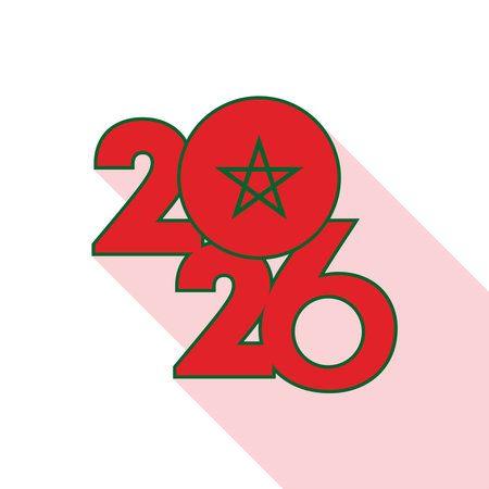 2026 Long Shadow Banner with Morocco Flag Inside.のイラスト素材