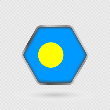 Palau flag in a hexagon frame.のイラスト素材