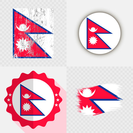 Nepal National Flag Icon Collection.のイラスト素材
