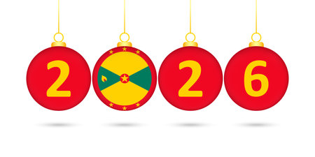 Grenada Flag Christmas Balls 2026 Decoration.のイラスト素材