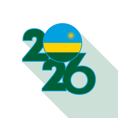 2026 Long Shadow Banner with Rwanda Flag Inside.のイラスト素材