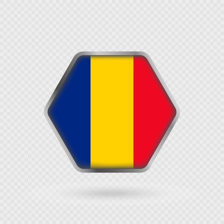 Romania flag in a hexagon frame.のイラスト素材