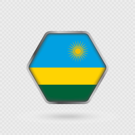 Rwanda flag in a hexagon frame.のイラスト素材