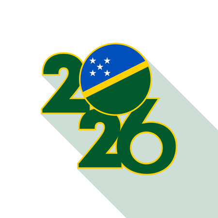 2026 Long Shadow Banner with Solomon Islands Flag Inside.のイラスト素材