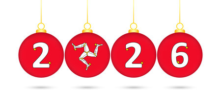 Isle of Man Flag Christmas Balls 2026 Decoration.のイラスト素材