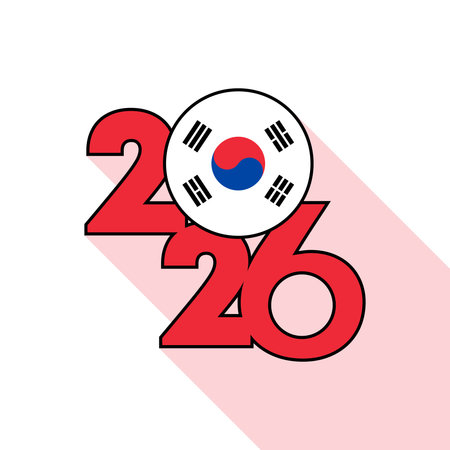 2026 Long Shadow Banner with South Korea Flag Inside.のイラスト素材